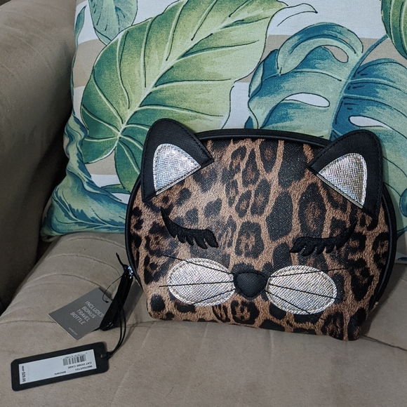 Stella & Max Bags Stella Max Glitter Leopard Dome Cosmetics Case